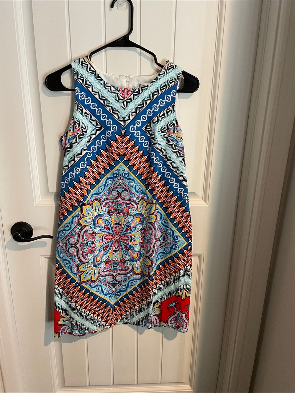 Blue Multicolor Printed Sleeveless Mini Dress